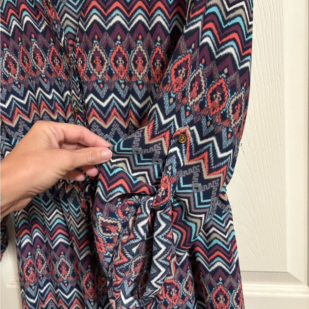 Multicolor Chevron Pattern Dress - Picture 2 of 2